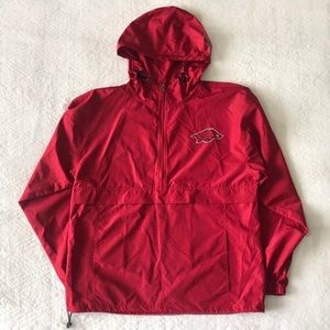 arkansas razorbacks red champion windbreaker